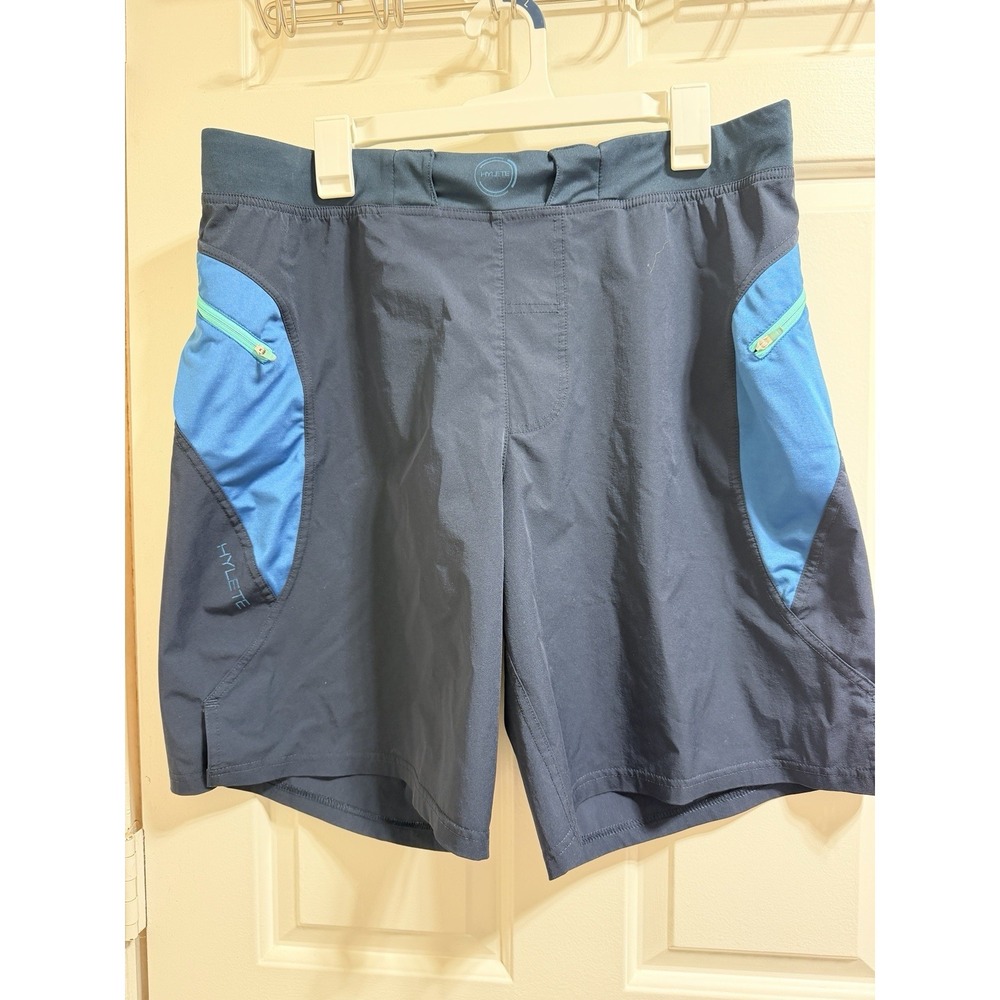 Hylete Helix Athletic Shorts Men's Large Navy Blue Training Gym Surf Board